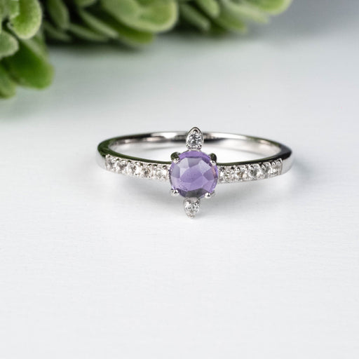 Amethyst + White Topaz Ring 4.5mm Size 8 - InnerVision Crystals