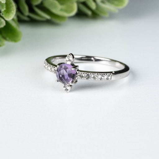 Amethyst + White Topaz Ring 4.5mm Size 8 - InnerVision Crystals