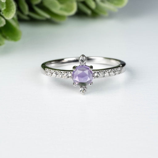 Amethyst + White Topaz Ring 4.5mm Size 8 - InnerVision Crystals