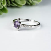 Amethyst + White Topaz Ring 4.5mm Size 8 - InnerVision Crystals