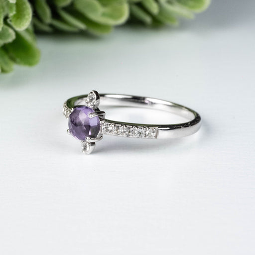 Amethyst + White Topaz Ring 4.5mm Size 8 - InnerVision Crystals