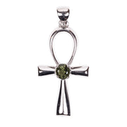 Ankh Pendant | Moldavite Gemstone .925 Silver - InnerVision Crystals
