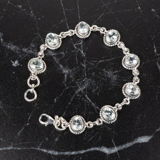 Aquamarine Bracelet 8x6mm 7" .925 Silver - InnerVision Crystals