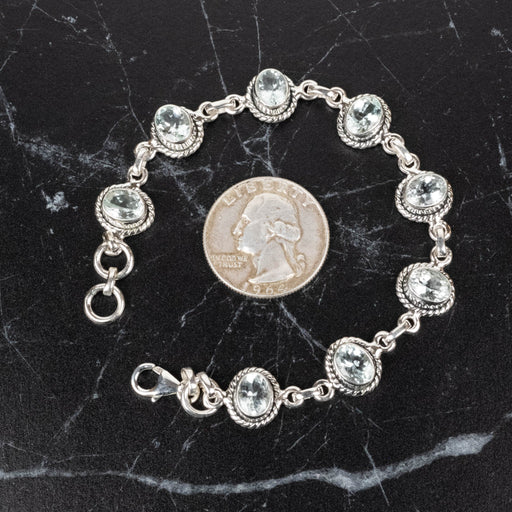 Aquamarine Bracelet 8x6mm 7" .925 Silver - InnerVision Crystals