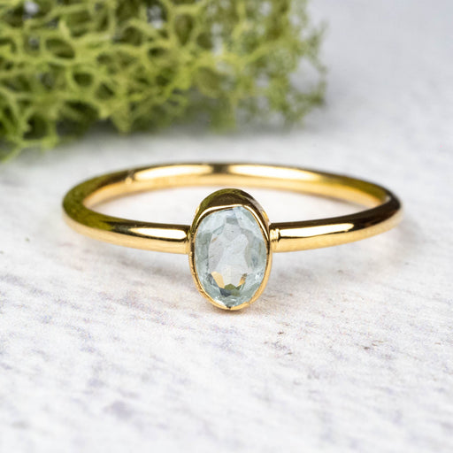 Aquamarine Ring 6x4mm Size 10 .925 Silver + 18k Gold - InnerVision Crystals