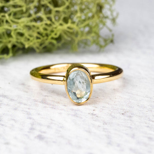 Aquamarine Ring 6x4mm Size 4 .925 Silver + 18k Gold - InnerVision Crystals