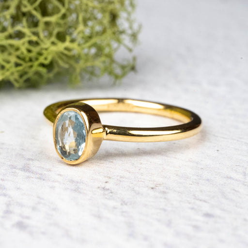 Aquamarine Ring 6x4mm Size 6 .925 Silver + 18k Gold - InnerVision Crystals