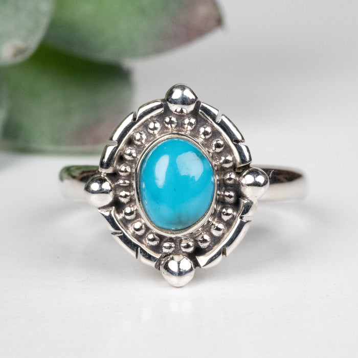 Arizona Turquoise Ring 6mm Size 7 .925 Silver - InnerVision Crystals