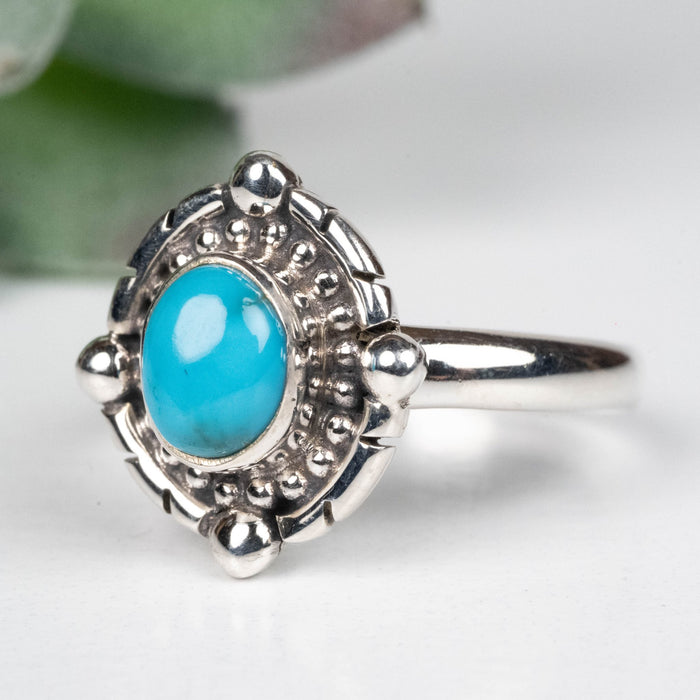 Arizona Turquoise Ring 6mm Size 7 .925 Silver - InnerVision Crystals