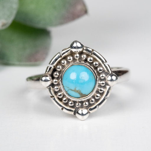 Arizona Turquoise Ring 6mm Size 8 .925 Silver - InnerVision Crystals