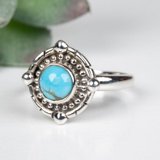 Arizona Turquoise Ring 6mm Size 8 .925 Silver - InnerVision Crystals