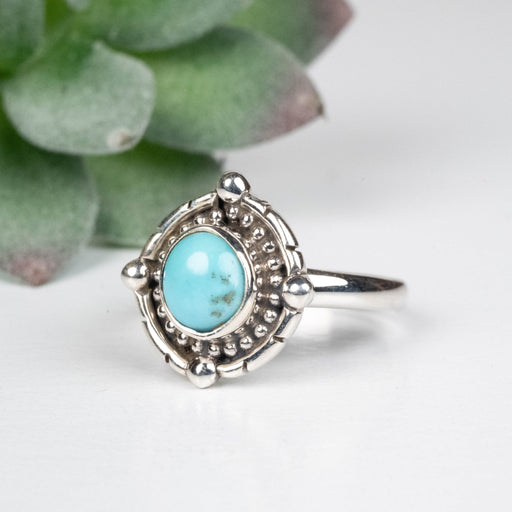 Arizona Turquoise Ring 7mm Size 8 .925 Silver - InnerVision Crystals