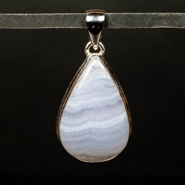 Blue Lace Agate Pendant 8.18 g 41x21mm .925 Silver - InnerVision Crystals