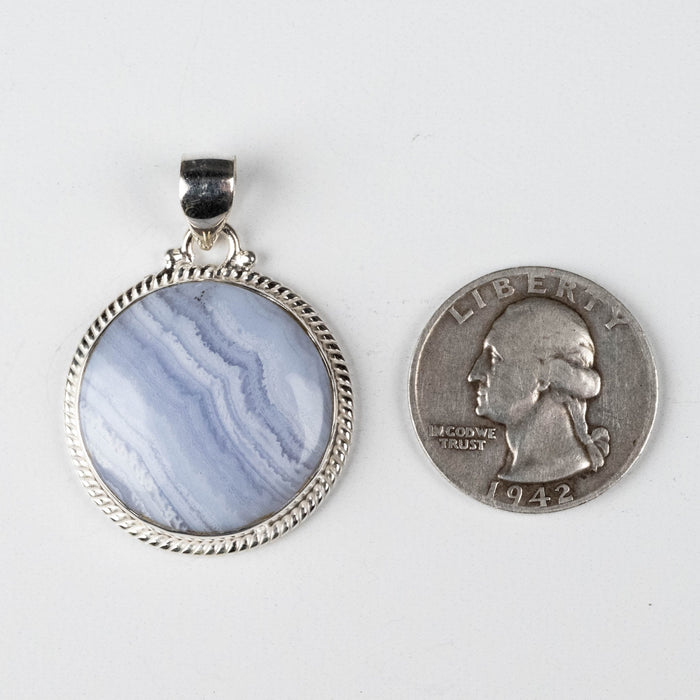 Blue Lace Agate Pendant 8.34 g 40x28mm - InnerVision Crystals
