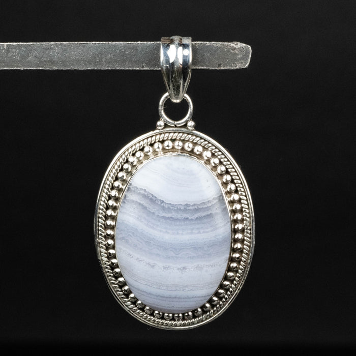Blue Lace Agate Pendant 8.43 g 44x24mm - InnerVision Crystals