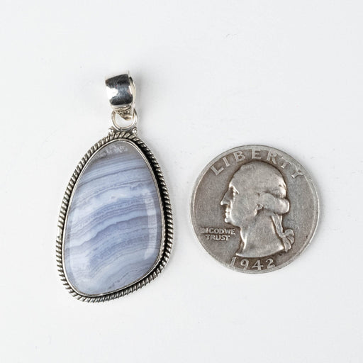 Blue Lace Agate Pendant 8.73 g 44x22mm - InnerVision Crystals