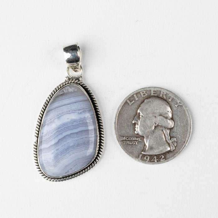 Blue Lace Agate Pendant 8.73 g 44x22mm - InnerVision Crystals