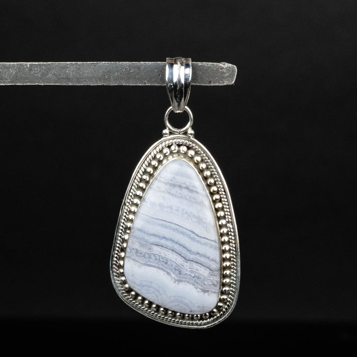 Blue Lace Agate Pendant 9.31 g 46x23mm - InnerVision Crystals