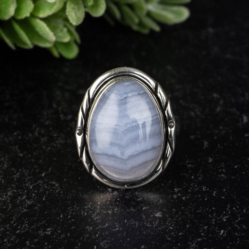 Blue Lace Agate Ring 18x14mm Size 7 - InnerVision Crystals