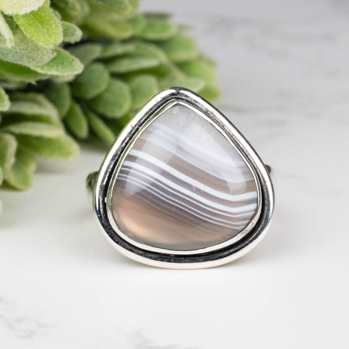 Botswana Agate Ring 16mm Size 10 - InnerVision Crystals