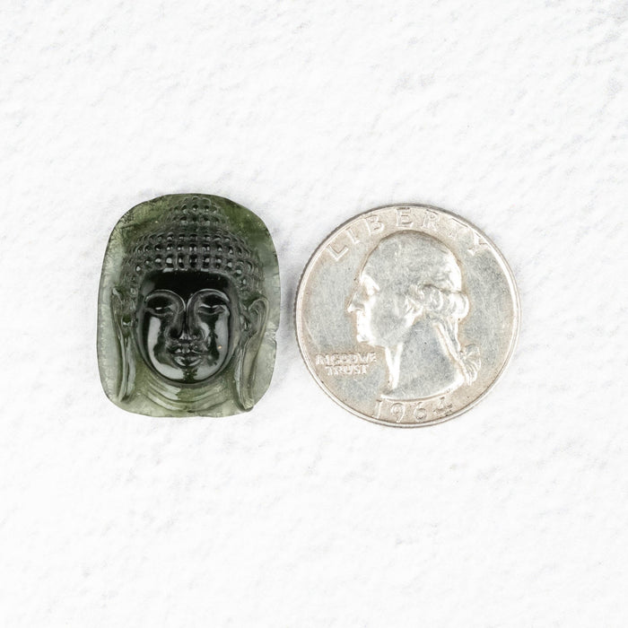 Buddha Moldavite Carving 27.55 ct 23x19x10mm - InnerVision Crystals