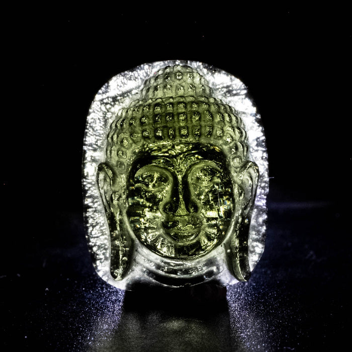Buddha Moldavite Carving 27.55 ct 23x19x10mm - InnerVision Crystals