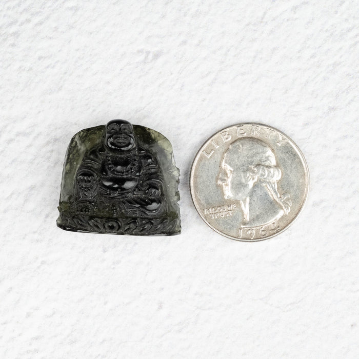 Buddha Moldavite Carving 37.50 ct 21x24x9mm - InnerVision Crystals