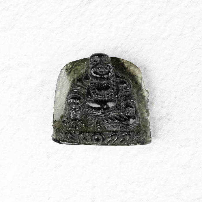 Buddha Moldavite Carving 37.50 ct 21x24x9mm - InnerVision Crystals