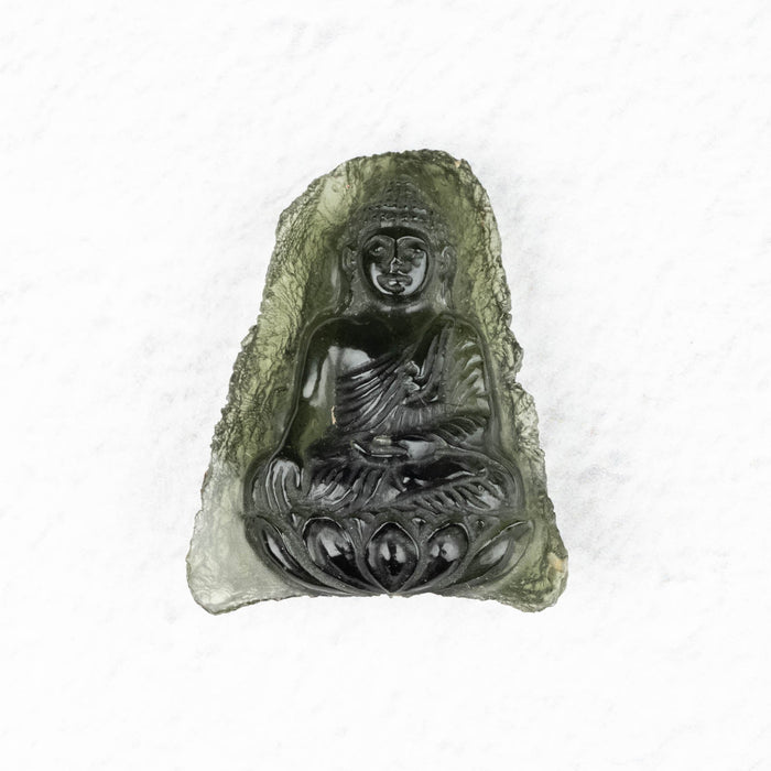 Buddha Moldavite Carving 40.45 ct 30x24x12mm - InnerVision Crystals