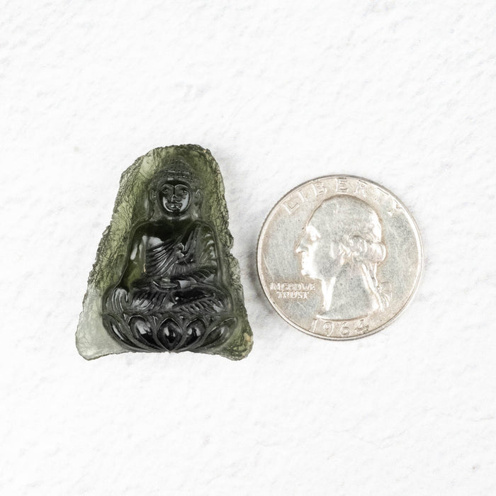 Buddha Moldavite Carving 40.45 ct 30x24x12mm - InnerVision Crystals