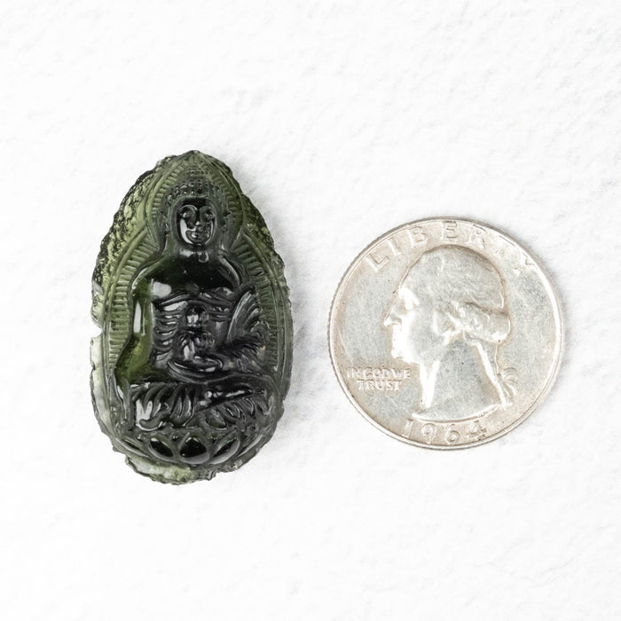 Buddha Moldavite Carving 44.60 ct 34x20x13mm - InnerVision Crystals