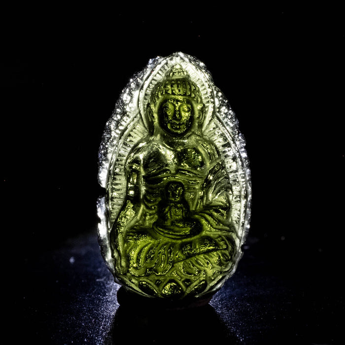Buddha Moldavite Carving 44.60 ct 34x20x13mm - InnerVision Crystals