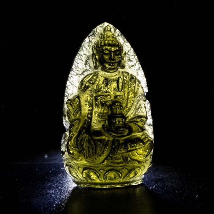 Buddha Moldavite Carving 45 ct 35x20x11mm - InnerVision Crystals