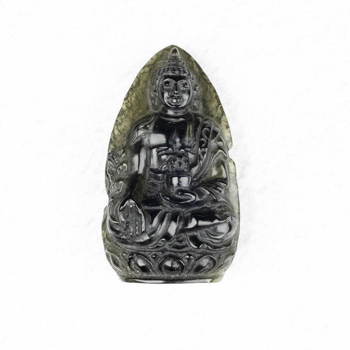 Buddha Moldavite Carving 45 ct 35x20x11mm - InnerVision Crystals