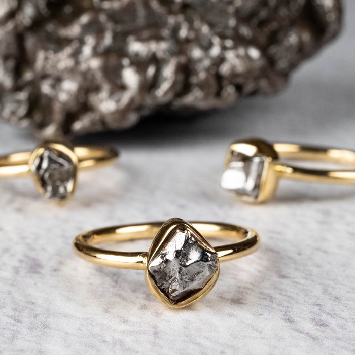 Campo del Cielo Meteorite Ring .925 Silver + 18k Gold - InnerVision Crystals