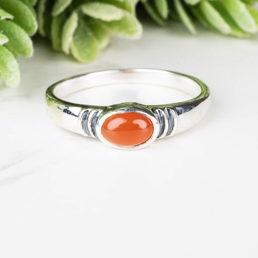 Carnelian Ring 7x5mm Size 10 - InnerVision Crystals