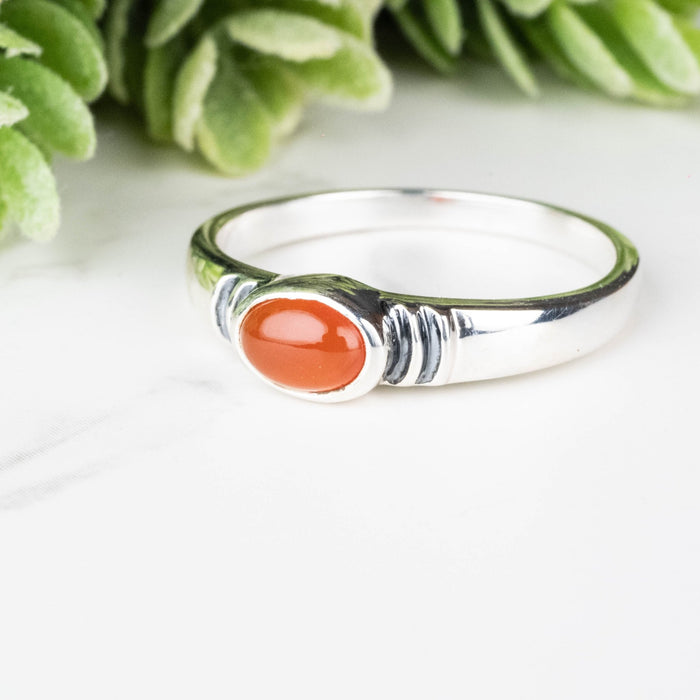 Carnelian Ring 7x5mm Size 10 - InnerVision Crystals