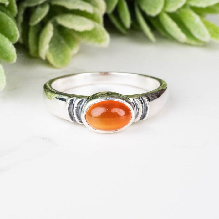 Carnelian Ring 7x5mm Size 6 - InnerVision Crystals
