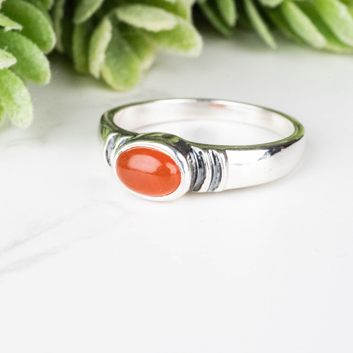 Carnelian Ring 7x5mm Size 7 - InnerVision Crystals