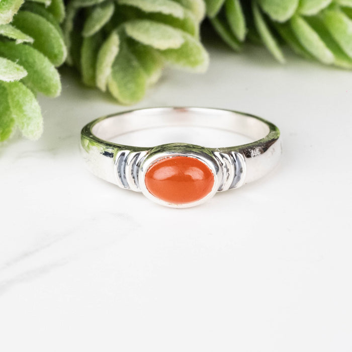 Carnelian Ring 7x5mm Size 7 - InnerVision Crystals