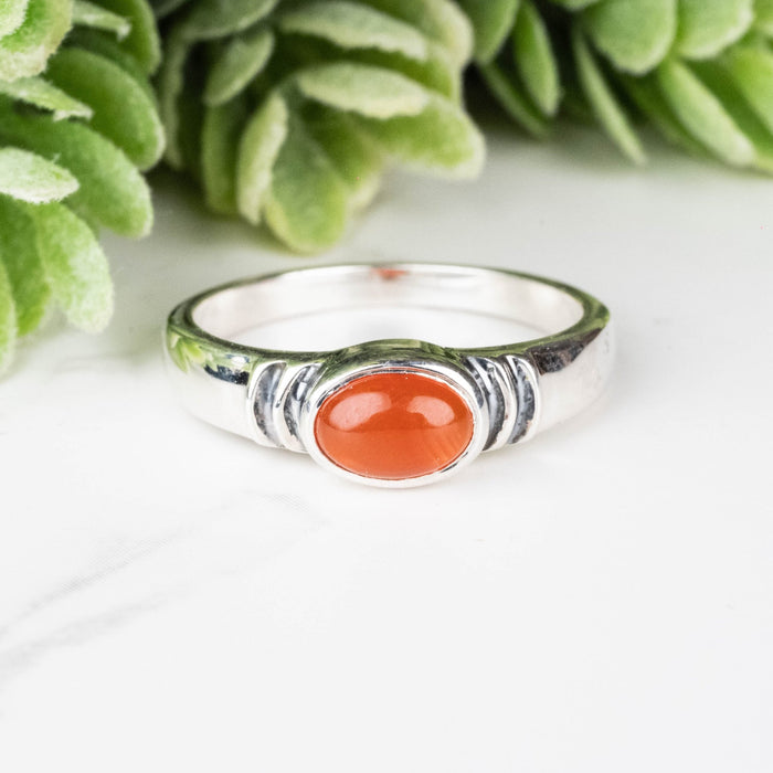 Carnelian Ring 7x5mm Size 7 - InnerVision Crystals