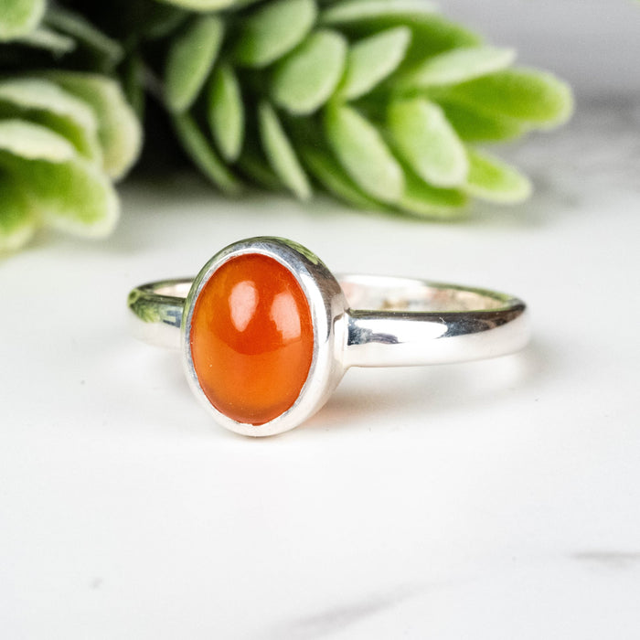 Carnelian Ring 8x6mm Size 7 - InnerVision Crystals