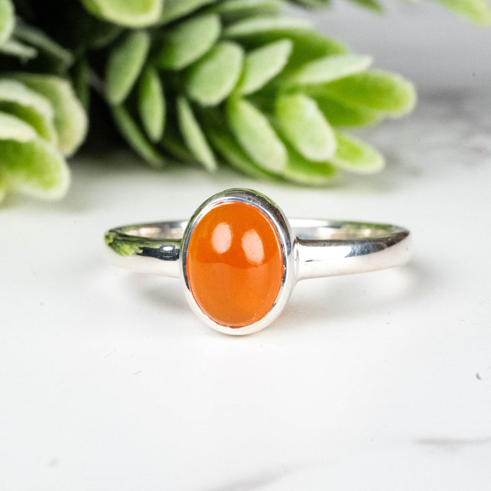 Carnelian Ring 8x6mm Size 8 - InnerVision Crystals