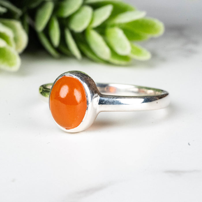 Carnelian Ring 8x6mm Size 8 - InnerVision Crystals