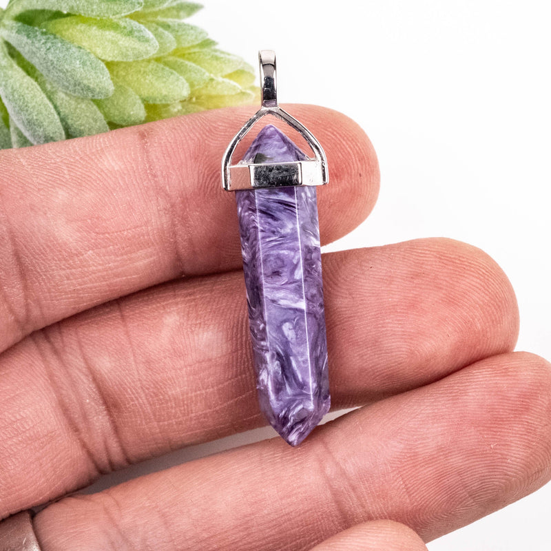 Charoite Hexagon Pendant .925 Silver - InnerVision Crystals
