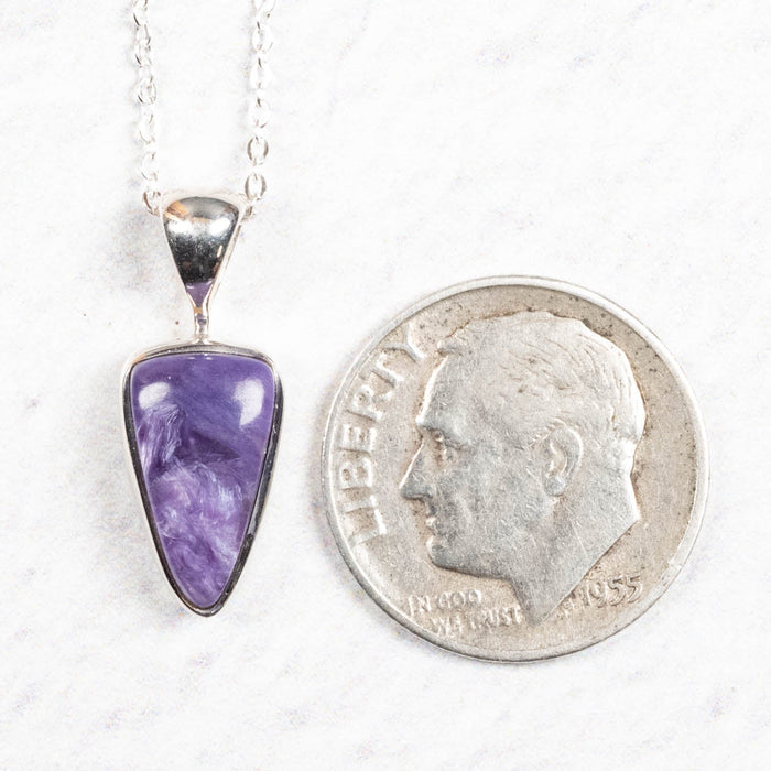 Charoite Pendant 19mm + 18" Adjustable Chain .925 Silver - InnerVision Crystals