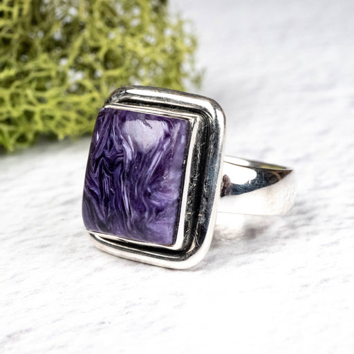 Charoite Ring 13x11mm Size 7 .925 Silver - InnerVision Crystals