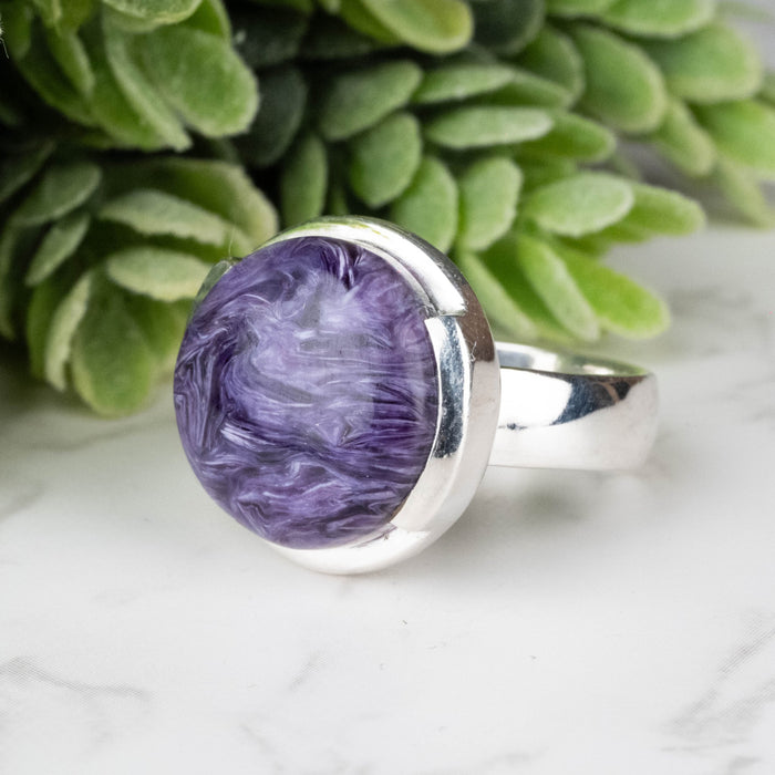 Charoite Ring 15mm Size 9 - InnerVision Crystals