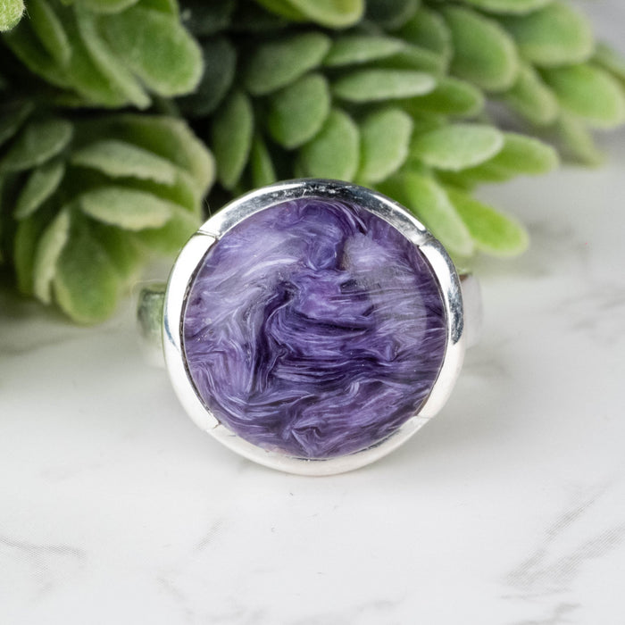 Charoite Ring 15mm Size 9 - InnerVision Crystals