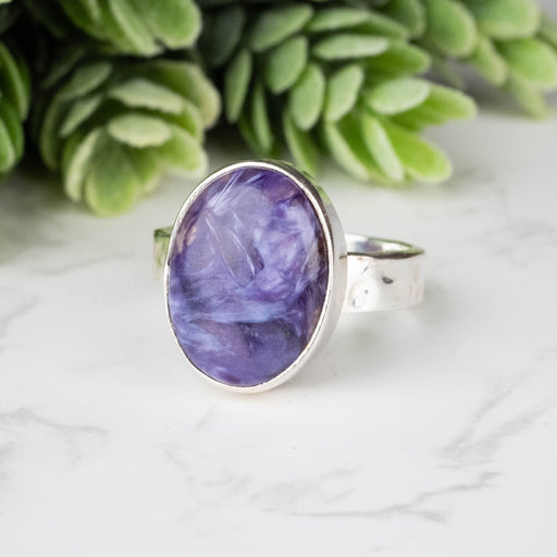 Charoite Ring 17x13mm Size 8 - InnerVision Crystals